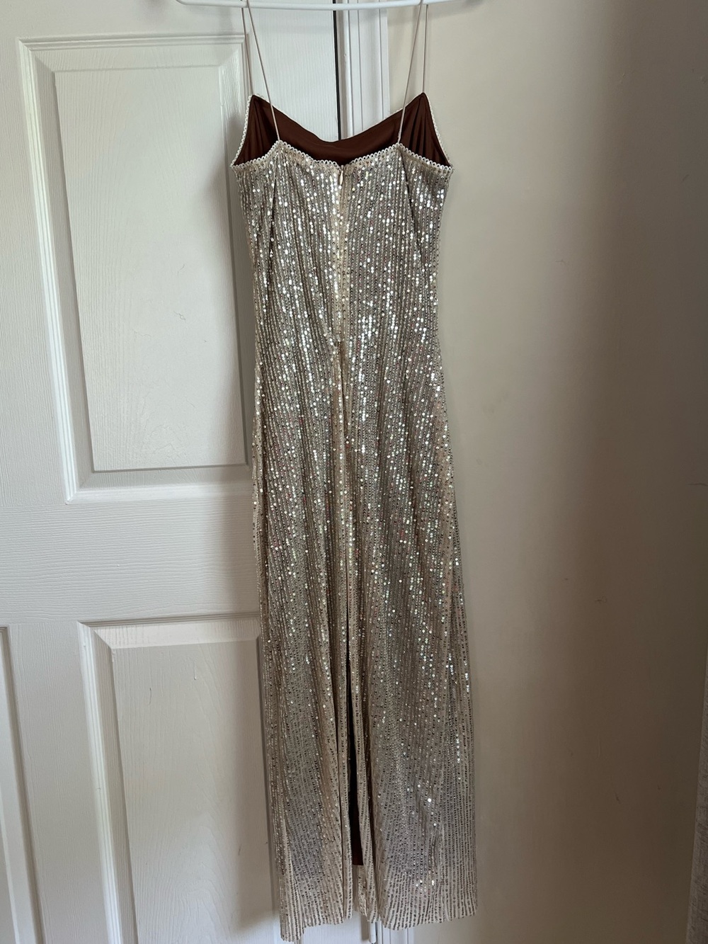 Silver / Gold Sparkly Sequin Formal Prom Hoco Sleeveless Midi Dress Large - Picture 2 of 7